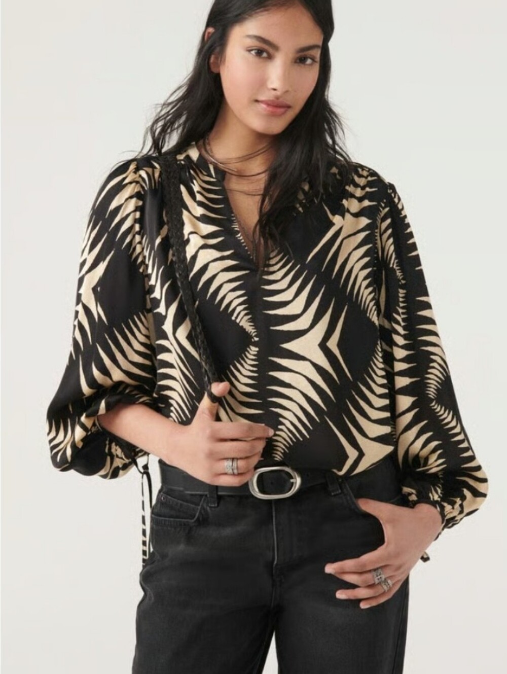BA&SH | S Nemona Blouse | black tan | $329 retail